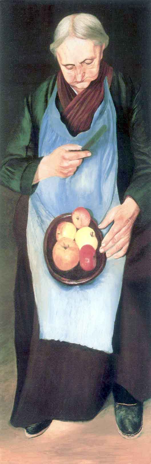 Old Woman Peeliing Apple